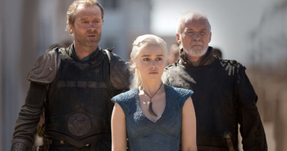 Dany and her two advisors, Ser Jorah and Ser Barristan