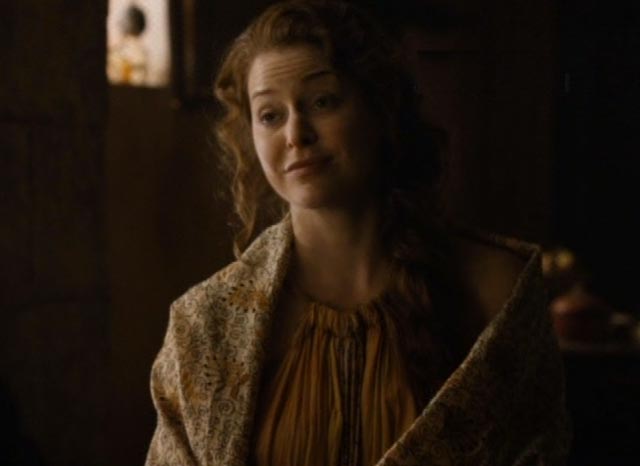 Ros (Esme Bianco)  comes to Varys (Conleth Hill) with info on her boss, Littlefinger