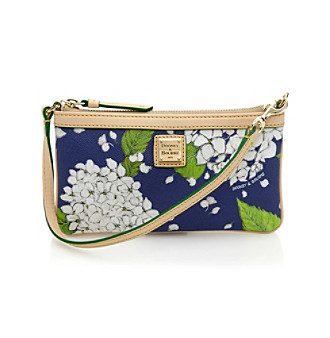 Dooney & Bourke hydrangea large slim wristlet (white/marine)