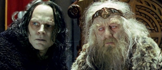 Grima and Theoden (Bernard Hill)